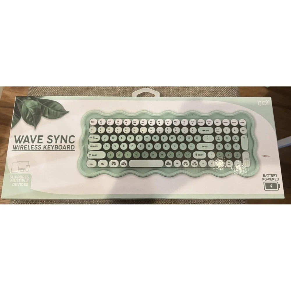 New Mint Green Wave Sync Wireless Keyboard